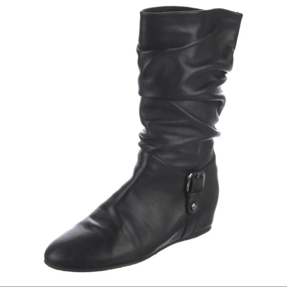 Stuart Weitzman Wedge Black Boots Rugerio Size 9 - Picture 16 of 16